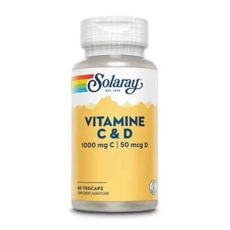Solaray Vitamine C 1000mg & Vitamine D 50mcg Capsules Végétales B/60