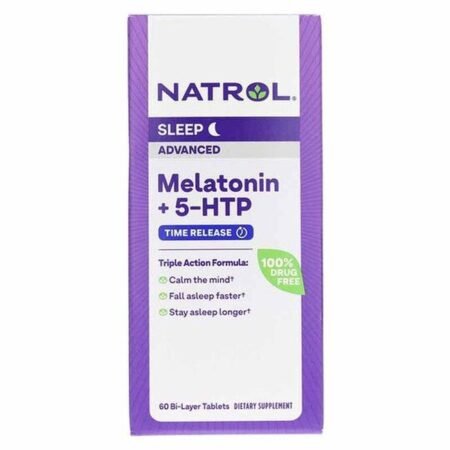 Natrol Melatonin + 5-HTP Advanced, 60 Bi-Layer Tablets, Natrol